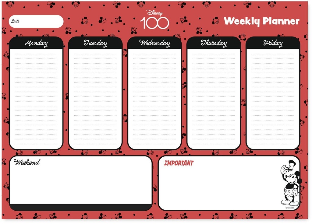 Disney Mickey 100Th Anniversary A4 Weekly Planner