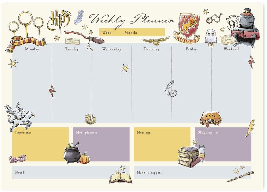 Harry Potter A3 Weekly Planner