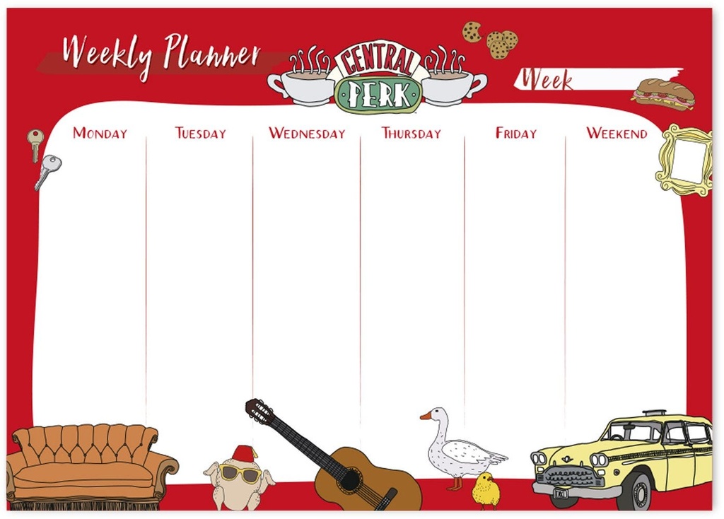 Weekly Planner Notepad A4 Friends