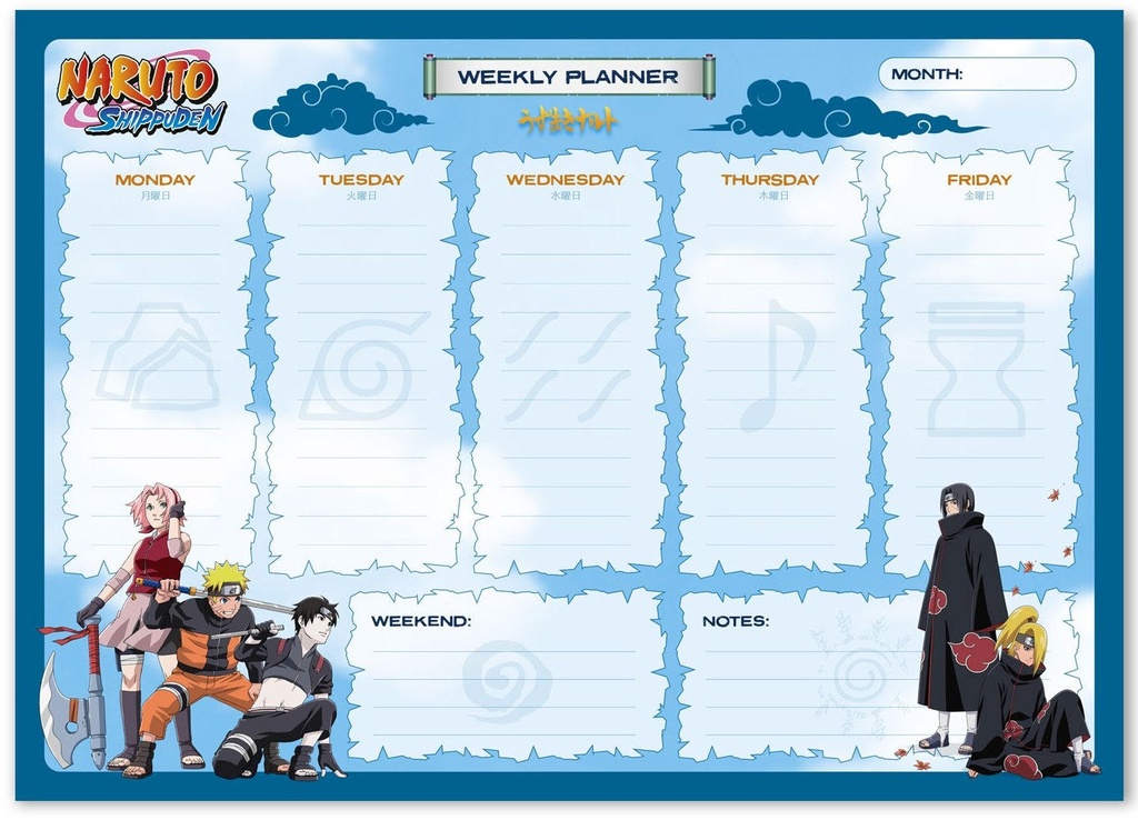 Naruto Shippuden A4 Weekly Planner