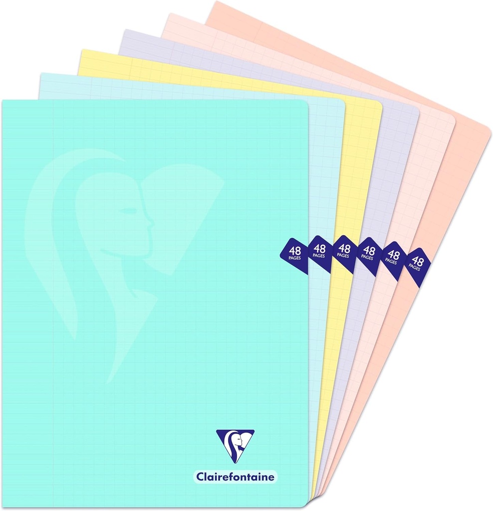 Stapled notebook 24x32cm 24sh. Seyès assorted colours - Mimesys PASTEL, polypro