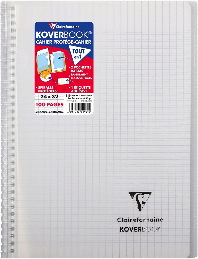 Notebook Wirebound Wraparound Transparent Pp 24X32Cm 50Sh. Seyès Ass Colr, Koverbook