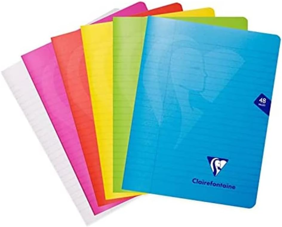 Stapled notebook 17x22cm 24sh. Lined + margin assorted colours - Mimesys, polypro