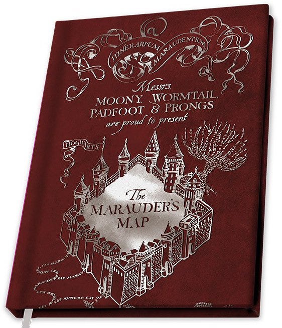 Notebook Harry Potter - Cahier A5 Carte Du Maraudeur X4