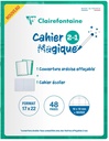 Notebook stapled with double sided dry-erase cover 17x22cm 24sh. Sq. 10/10 + margin, "Cahier Magique