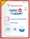 Notebook stapled with double sided dry-erase cover 17x22cm 24sh. Seyès, "Cahier Magique"