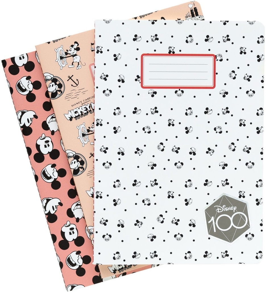 Disney Mickey 100Th Anniversary Pack Of 3 A5 Notebooks