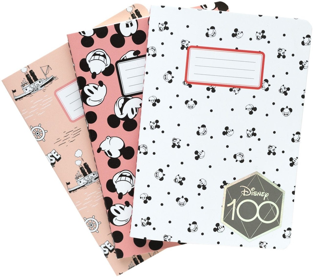 Disney Mickey 100Th Anniversary Pack Of 3 A6 Notebooks
