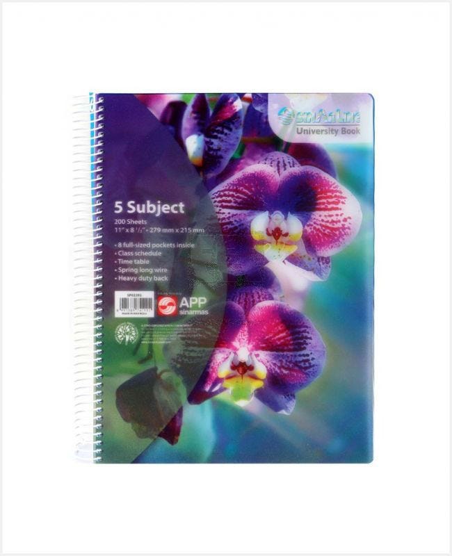 5 Subject Spiral PVC NoteBook 11" X 8.5" 200'S