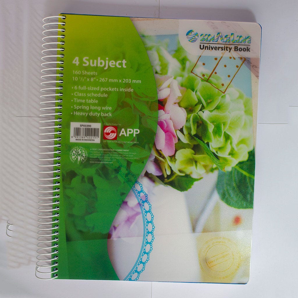 4 Subject Spiral PVC NoteBook 10.5" X 8" 160'S