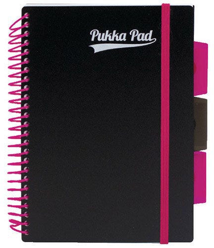 Notebook 3 Subject A5 Lined with Elastic Strap, 125SH, 80gsm, 4 hole punched, Spiral PP Neon cover