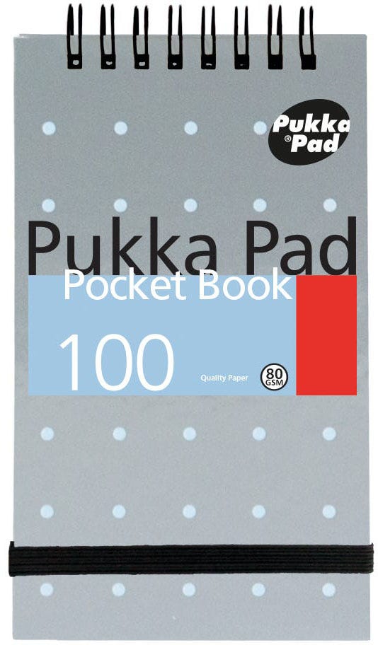 A7 Metallic Pocket Book 100 pages Metallic Silver Color Pukka Pad