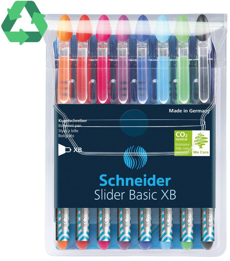 Ballpoint Pen Slider Basic XB Col. Wallet 8 Pieces Schneider