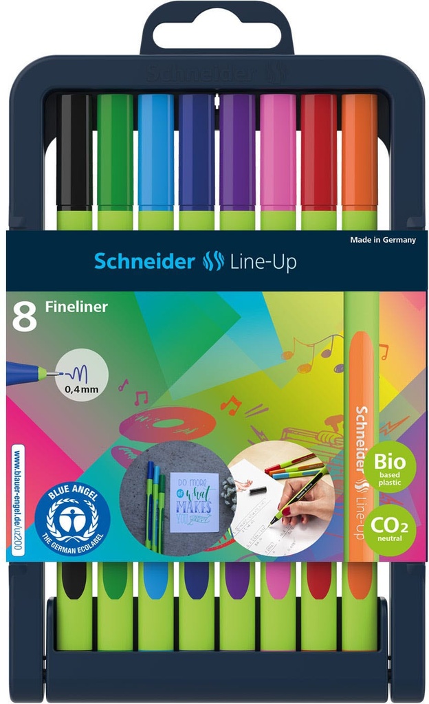 Fineliner Line-Up 0,4 Assorted Adjustable Pencil Case Stand 8 Pieces Schneider