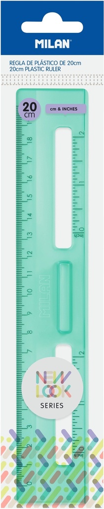 Transparent ruler 20 cm New Look series, green