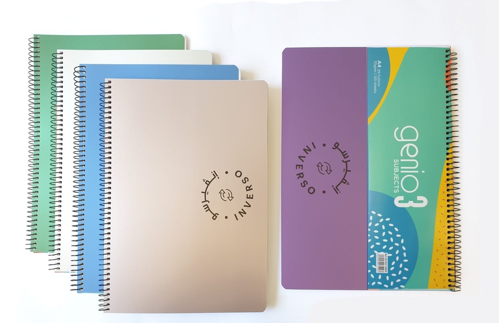 Subject 3 Notebook 120SH, A4, 70Gsm PP Cover, Spiral Metallic