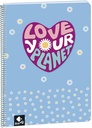 Notebook A4, Spiral, 80Page, Squared - Love Planet - 2022/2023