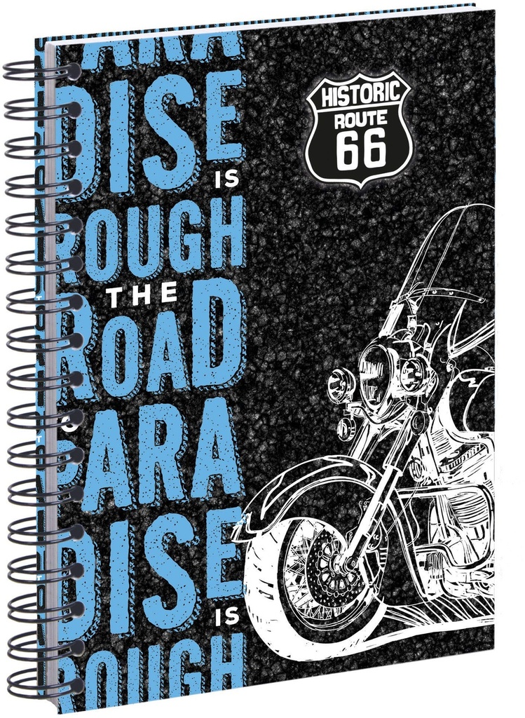 Notebook A5, Double Wire, 120Page, Squared - ROUTE-66 - 2022/2023