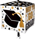 G20 Way To Go Grad Gold & Black Ultra Cubes Foil Balloon