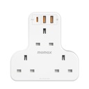 Momax Oneplug 3-Outlet T-Shaped Extension Socket With USB - White