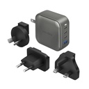 Energea Travelworld Gan100, 3C1A PD/Pps/Qc3.0 Wall Charger,100W (US+UK+Eu+Au) - Gun
