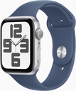 Apple Watch SE GPS 44mm Silver Aluminium Case with Denim Sport Band - M/L 