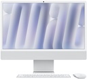 جهاز iMac من أبل مقاس 24 بوصة مزود بشريحة Retina 4.5K M4 مع وحدة معالجة مركزية 8 نواة ووحدة معالجة رسومية 8 نواة، وذاكرة 16 جيجابايت/256 جيجابايت، باللون الفضي