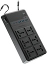 Powerology 2500W 6 AC Power Strip With Built-In Retractable Cables , Black