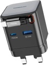 Powerology Dual Port | Retractable GaN Charger , Balck