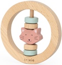 Wooden round rattle - Mrs. Cat