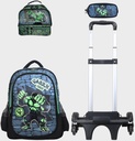 Trolly 3 Wheels Backpack Multi Comp Green Fighter 17"" & L.Bag, P.Case Set
