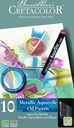 Oil Pastel - Aqua Stic Set Of 10 Metallic Colors, Tin Box