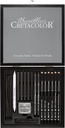 Charcoal & Drawing Set Of 20 Pcs - Black Box, Small Wooden Box