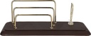 Pen Stand Single With 2 Compartments, Letter Holder Brown With Gold