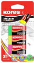 Eraser Colored, High Performance, 40x21x10mm, set of 3 pcs, KE-30