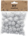PomPoms 80pcs assorted Size 1.5cm(25pcs),2cm(15pcs),1cm(40(pcs) White